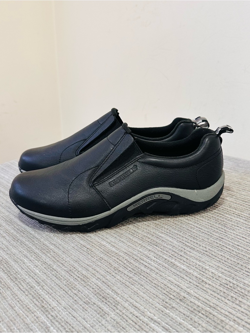 Merrell Jungle Moc Leather Black Kids Youth Size US 7M UK 6 EU 38 Slip On Shoes